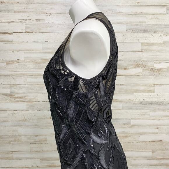 Marchesa Notte Runway Collection Mesh Sequin Cocktail Dress Womens Size 4 Black - Picture 9 of 15